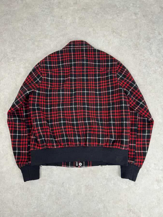 AW2017 Saint Laurent Harrington Red Wool Checkered Teddy Jacket JYIiYus 4