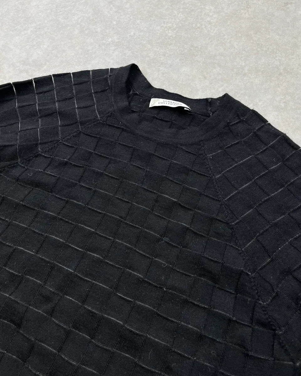 AW2017 Versace Black Checkered Sweater cEdyDqr 4