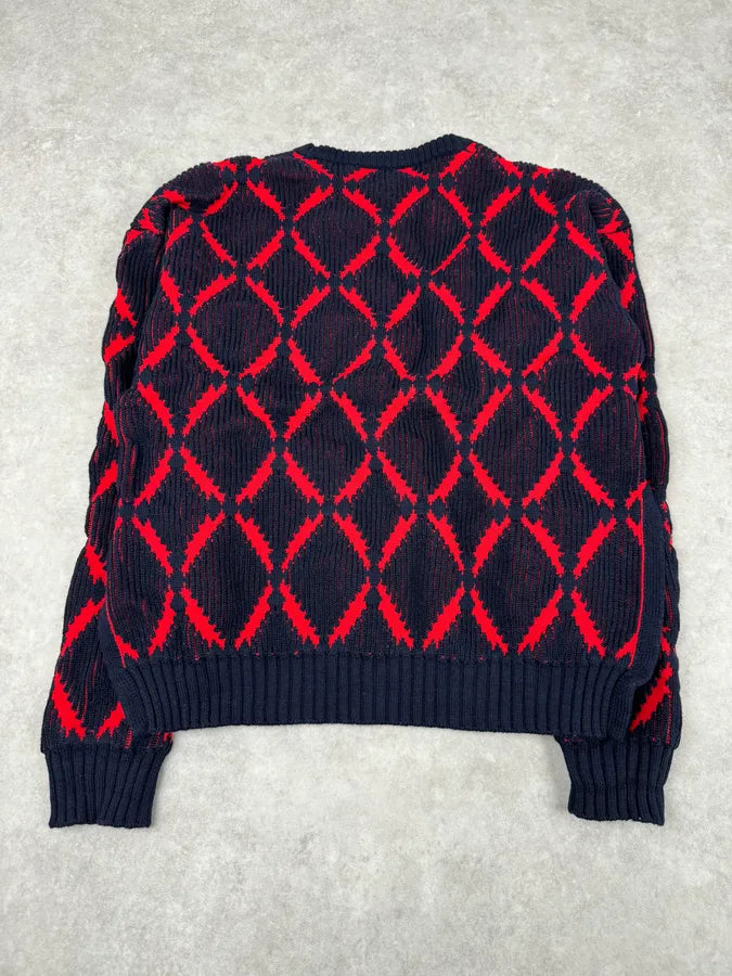 AW2017 Versace Red Losange Navy Wool Sweater xuFTDkS 6