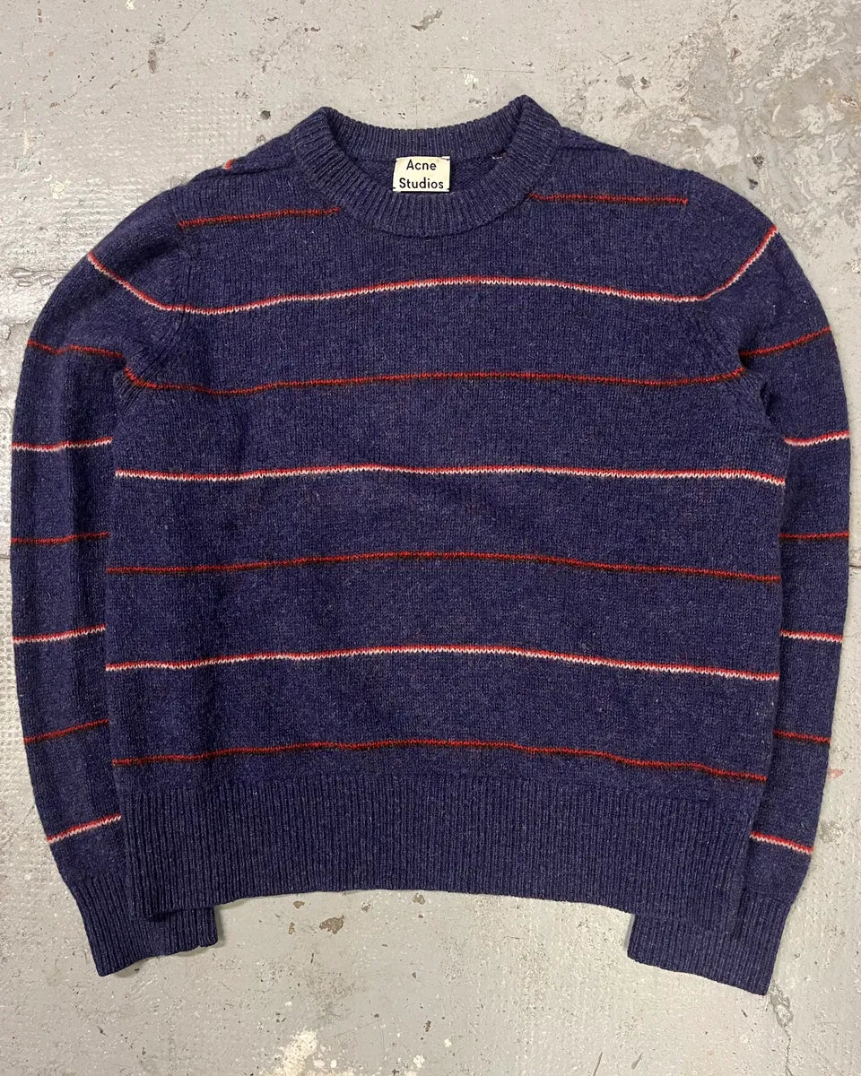 AW2018 Acne Studios Blue Wool Striped Sweater (L) GpciRta 0