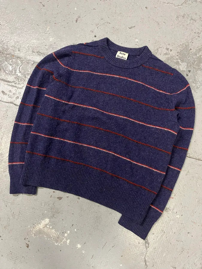 AW2018 Acne Studios Blue Wool Striped Sweater (L) GpciRta 3