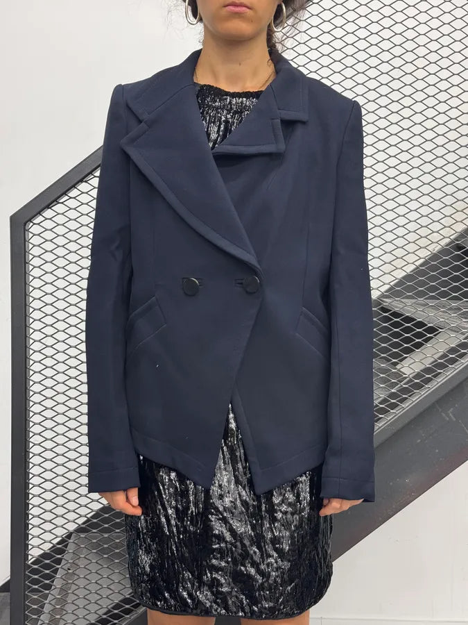 AW2012 Balenciaga Navy Wool Double-Breasted Blazer Jacket GYiNuKz 0