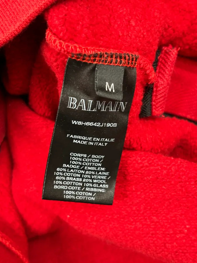 AW2018 Balmain Red UK Flag Embroideries Hoodie TxTArIc 9