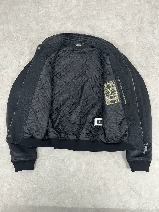 AW2018 Cavalli Black Leopard Bomber Jacket eEXtRtL 7