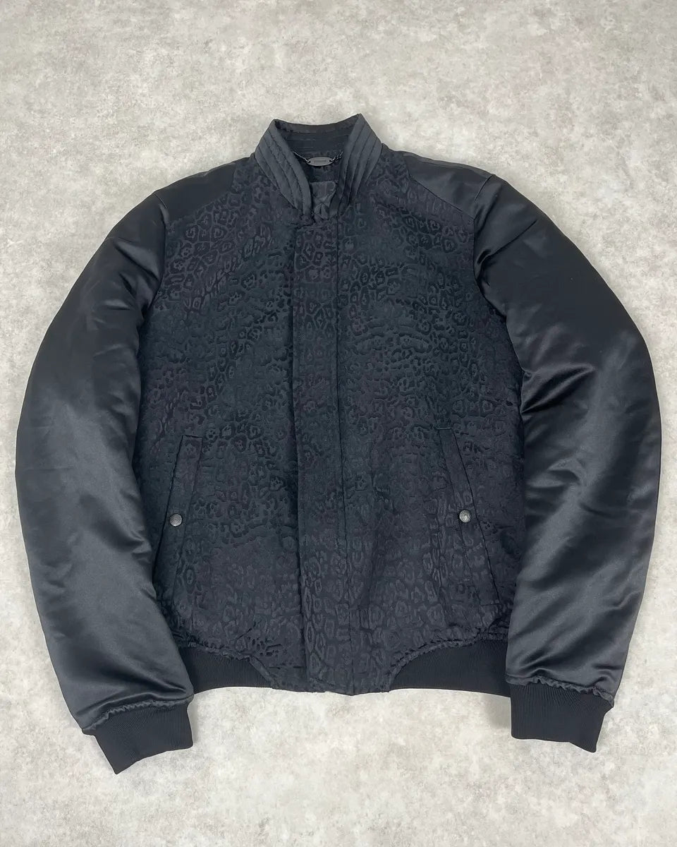 AW2018 Cavalli Black Leopard Nylon Bomber Jacket OSPntOM 0