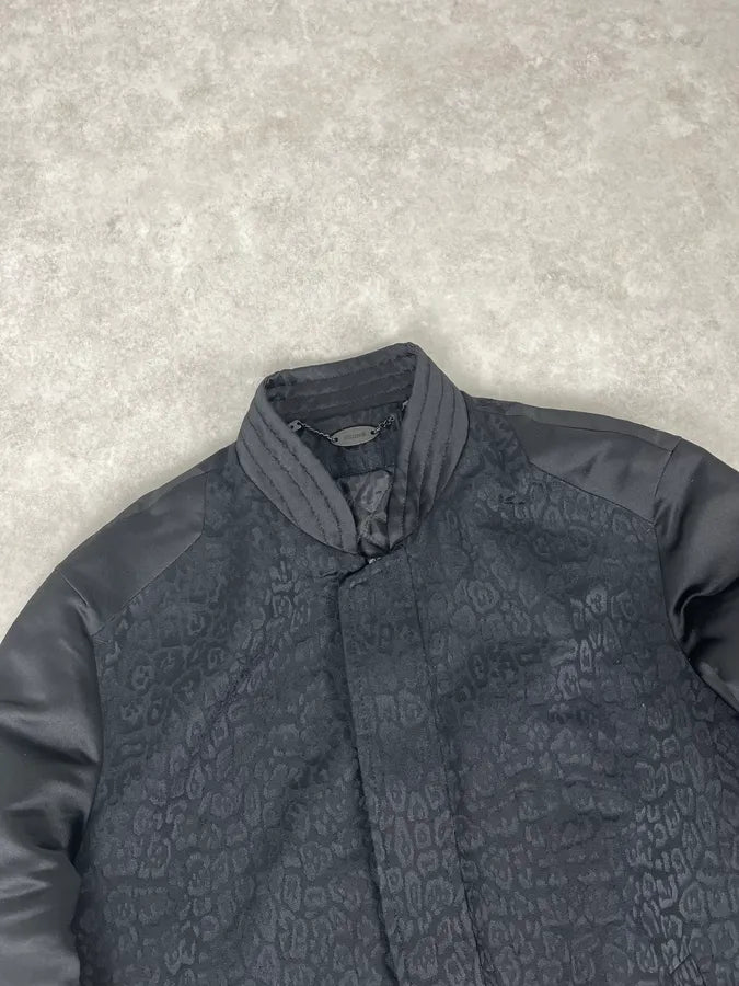 AW2018 Cavalli Black Leopard Nylon Bomber Jacket OSPntOM 3