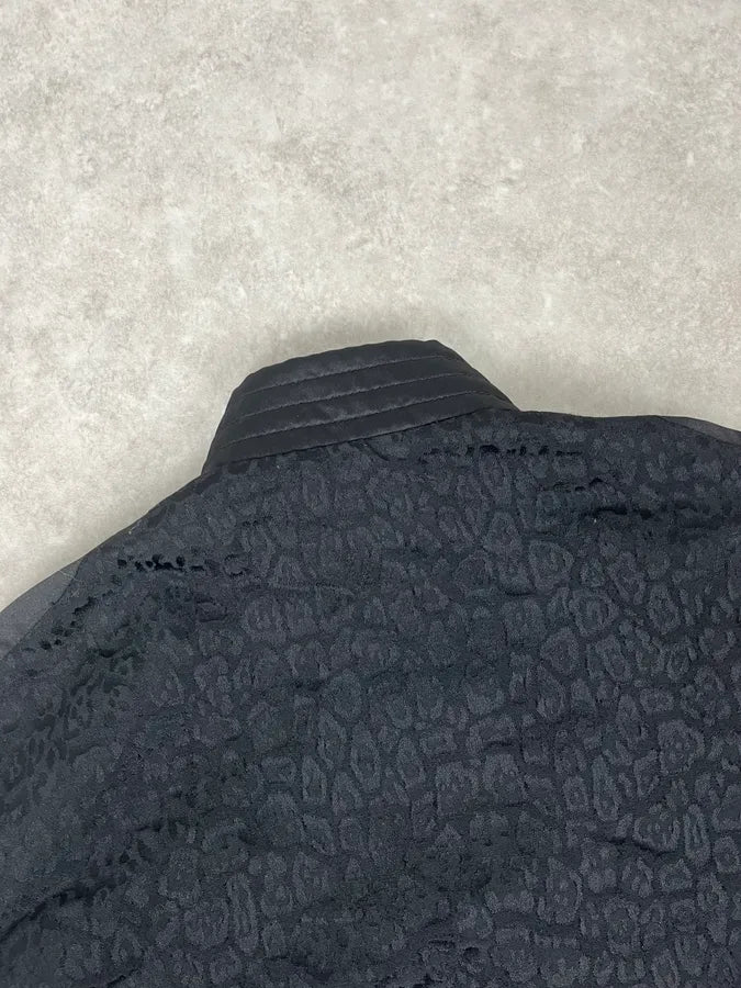 AW2018 Cavalli Black Leopard Nylon Bomber Jacket OSPntOM 5