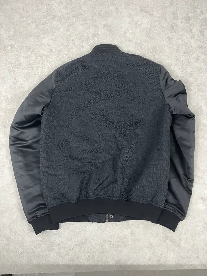 AW2018 Cavalli Black Leopard Nylon Bomber Jacket OSPntOM 6