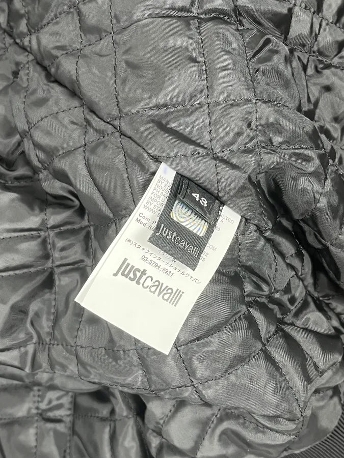 AW2018 Cavalli Black Leopard Nylon Bomber Jacket OSPntOM 10