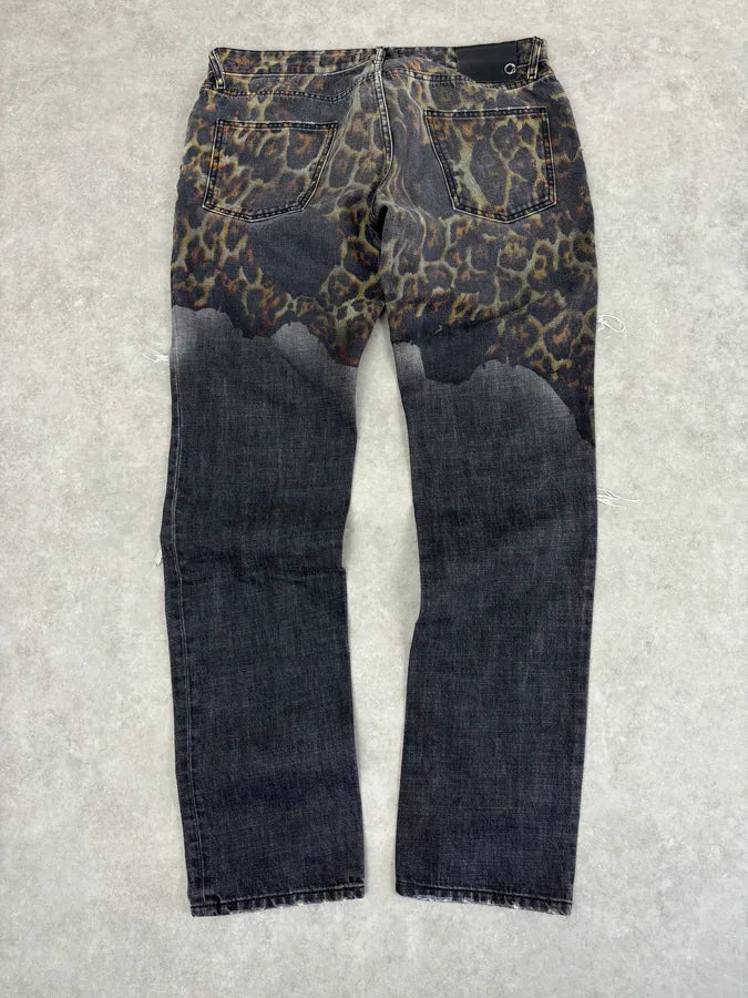 AW2018 Cavalli Fire Magma Leopard Grey Denim Jeans mqAONGW 2