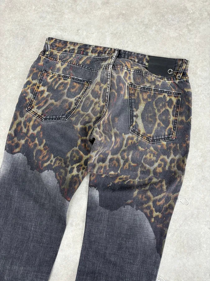 AW2018 Cavalli Fire Magma Leopard Grey Denim Jeans mqAONGW 3