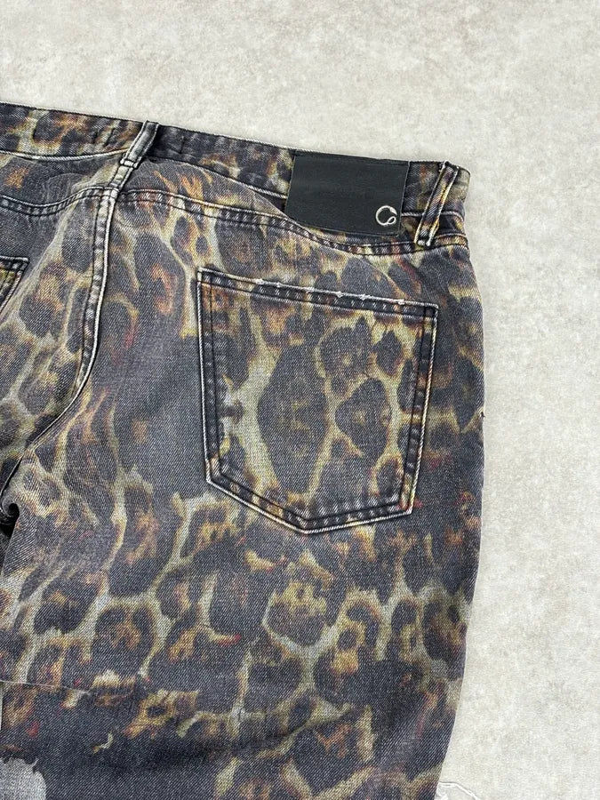 AW2018 Cavalli Fire Magma Leopard Grey Denim Jeans mqAONGW 4