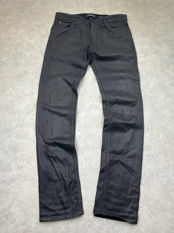 AW2018 Cavalli Skinny Waxed Black Denim Jeans lOXjsHO 0