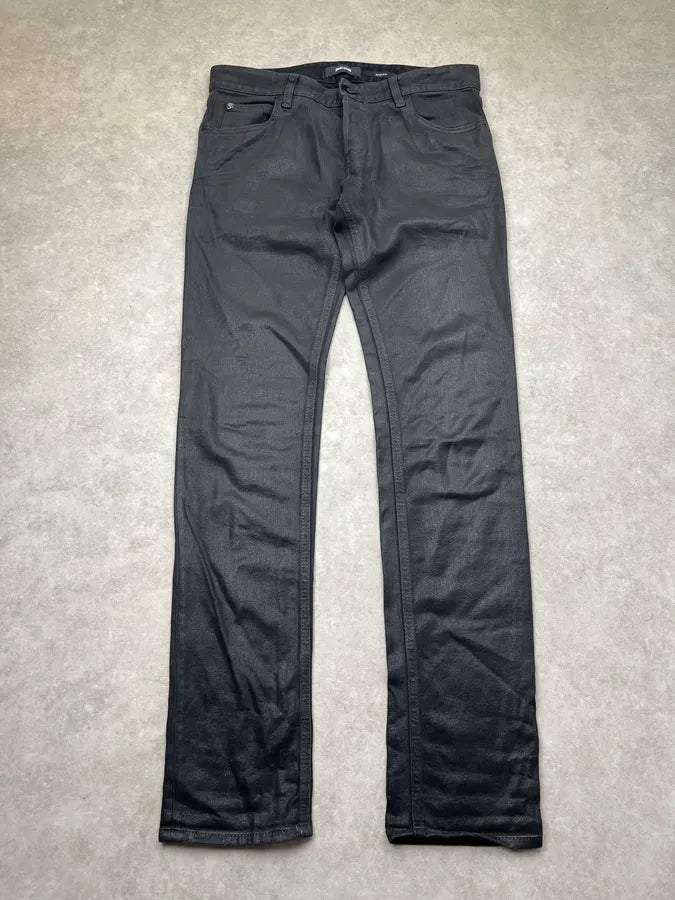 AW2018 Cavalli Skinny Waxed Black Denim Jeans lOXjsHO 4