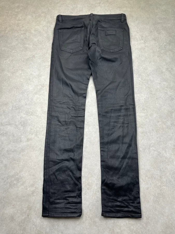 AW2018 Cavalli Skinny Waxed Black Denim Jeans lOXjsHO 7