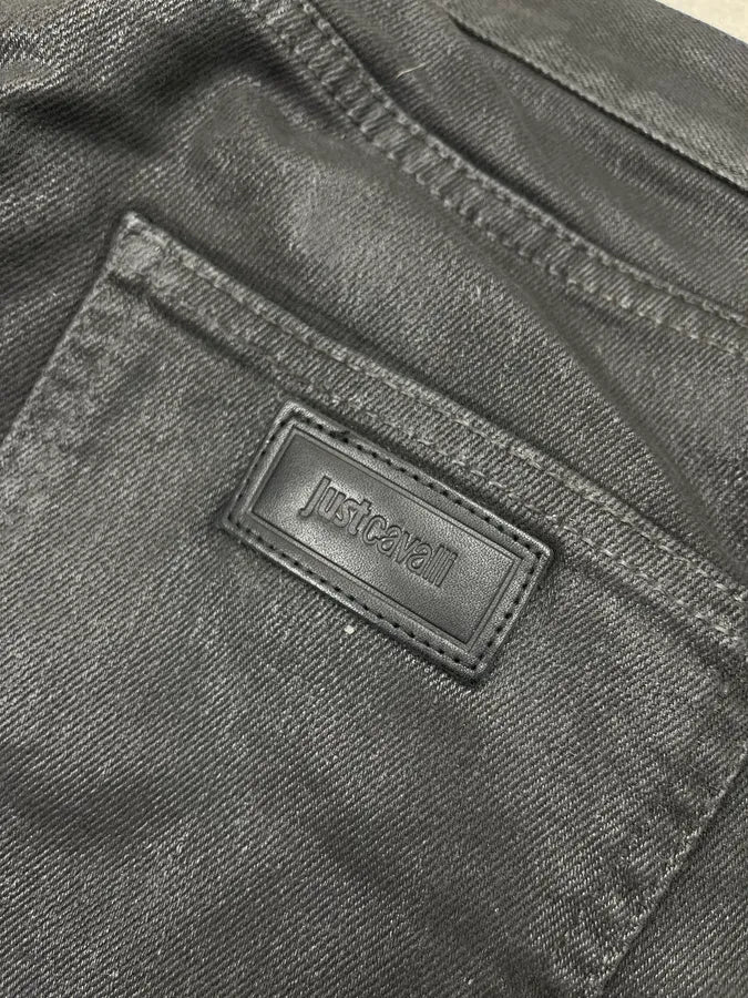 AW2018 Cavalli Skinny Waxed Black Denim Jeans lOXjsHO 9