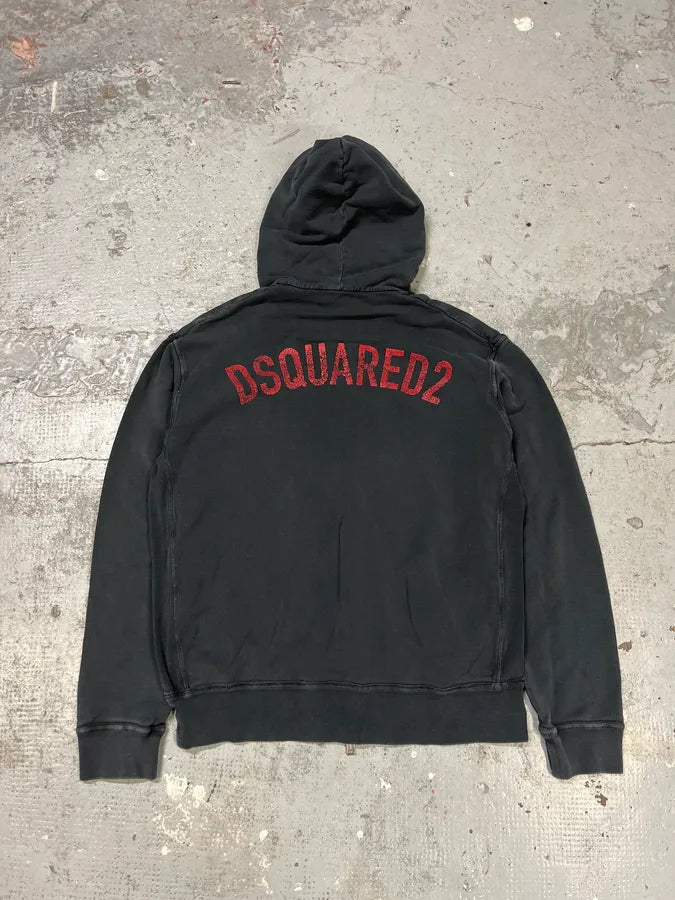 AW2018 DSquared2 Black Signature Zip-up Hoodie peXfhZt 2