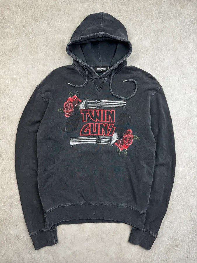 AW2018 Dsquared2 Black Washed Twin Guns Hoodie EPHuDfa 2