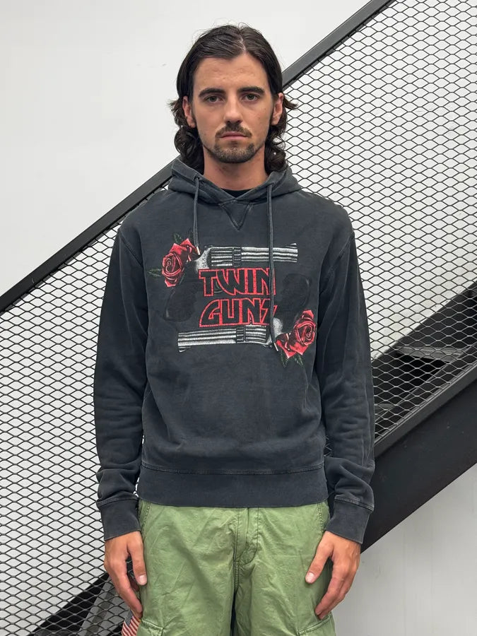 AW2018 Dsquared2 Black Washed Twin Guns Hoodie EPHuDfa 0