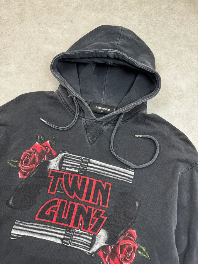 AW2018 Dsquared2 Black Washed Twin Guns Hoodie EPHuDfa 4