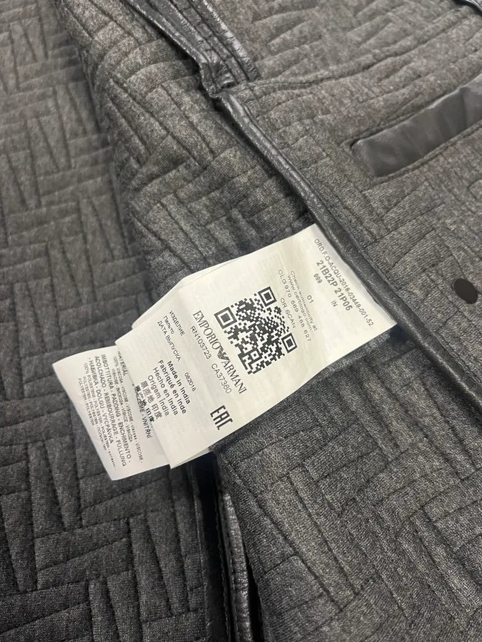 AW2018 Emporio Armani Abstract Mosaic Quilted Black Leather Jacket bswHEqA 9