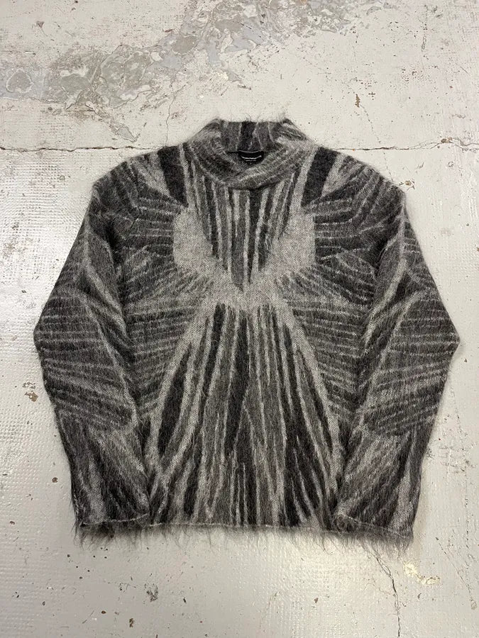 AW2018 Emporio Armani Abstract Structured Grey Mohair Sweater YgDfTAz 0