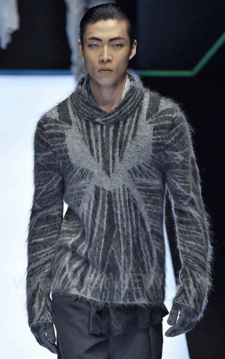 AW2018 Emporio Armani Abstract Structured Grey Mohair Sweater YgDfTAz 1