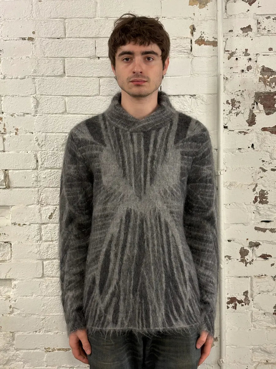 AW2018 Emporio Armani Abstract Structured Grey Mohair Sweater YgDfTAz 2