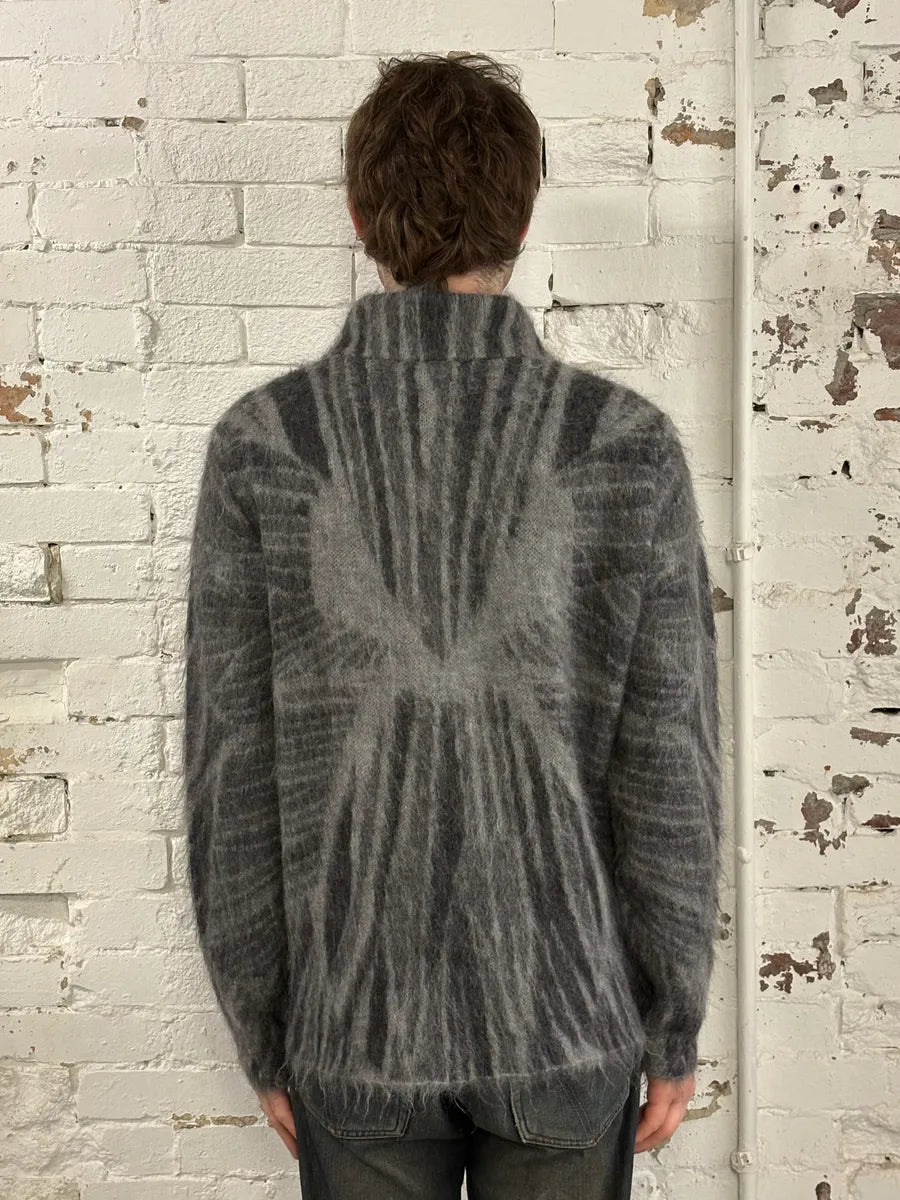 AW2018 Emporio Armani Abstract Structured Grey Mohair Sweater YgDfTAz 3