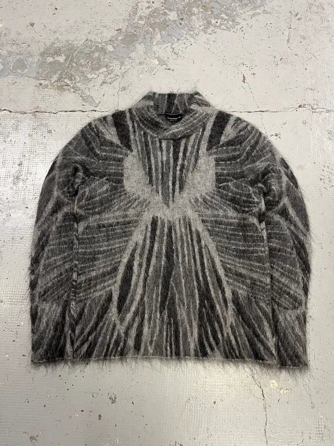 AW2018 Emporio Armani Abstract Structured Grey Mohair Sweater YgDfTAz 4