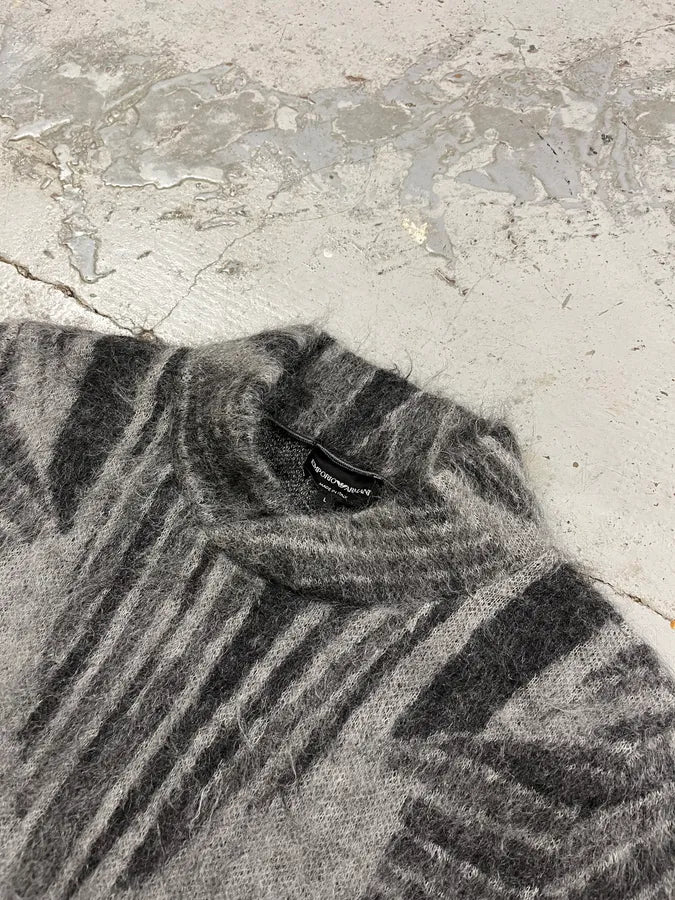 AW2018 Emporio Armani Abstract Structured Grey Mohair Sweater YgDfTAz 5