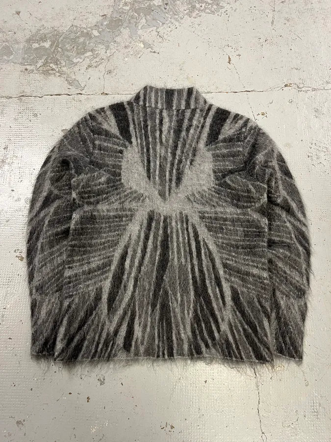 AW2018 Emporio Armani Abstract Structured Grey Mohair Sweater YgDfTAz 7