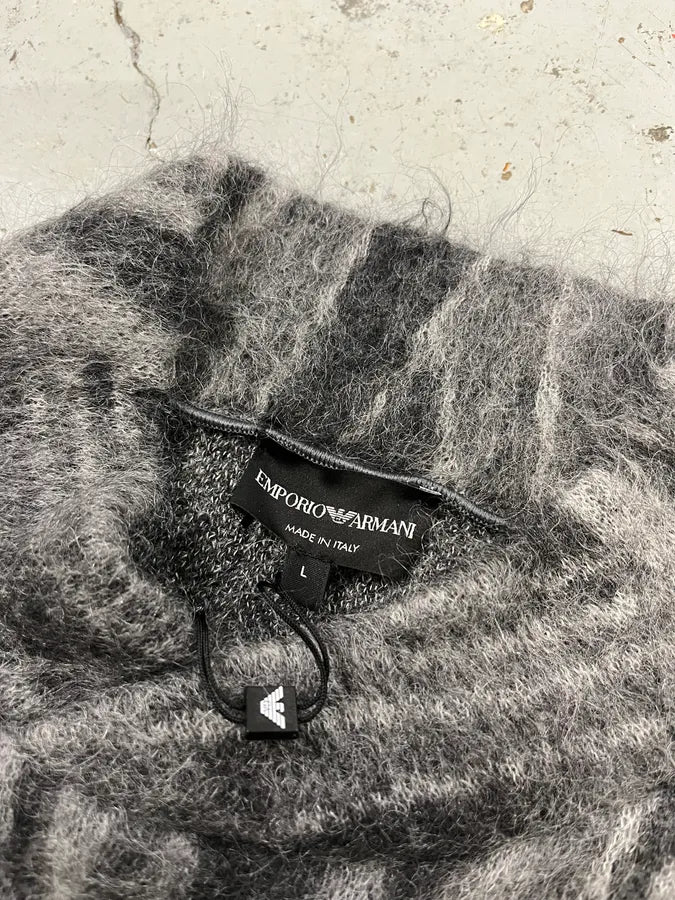 AW2018 Emporio Armani Abstract Structured Grey Mohair Sweater YgDfTAz 8