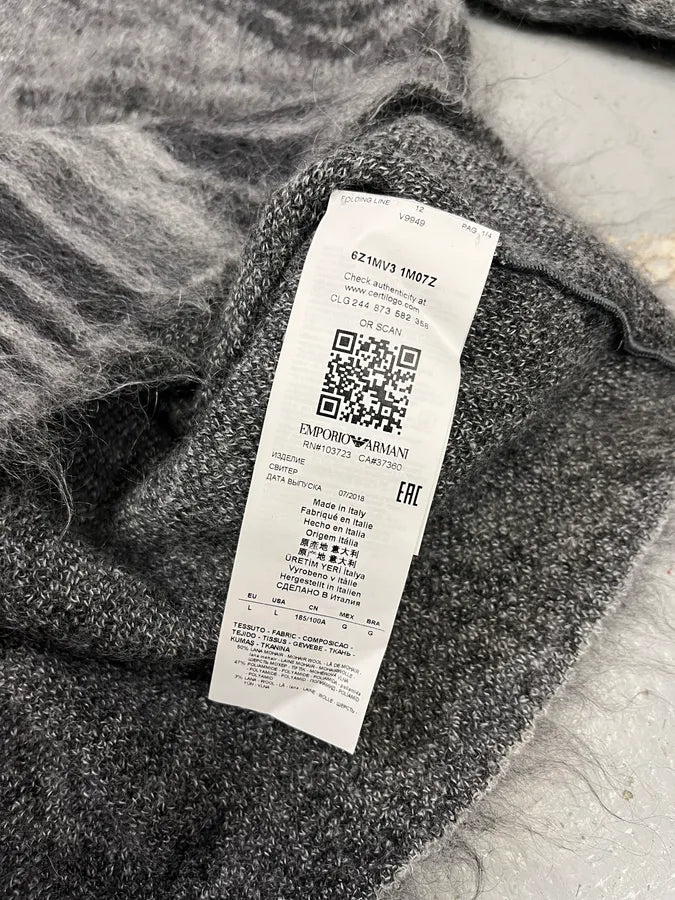 AW2018 Emporio Armani Abstract Structured Grey Mohair Sweater YgDfTAz 9