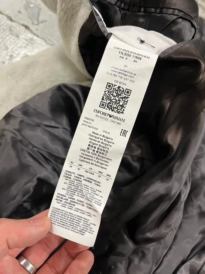 AW2018 Emporio Armani Alpaca Wool Grey Trench Coat UhHaMrj 11