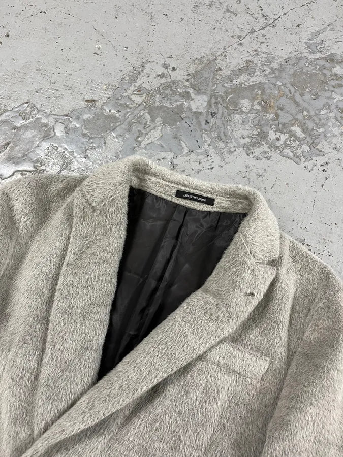 AW2018 Emporio Armani Alpaca Wool Grey Trench Coat UhHaMrj 4