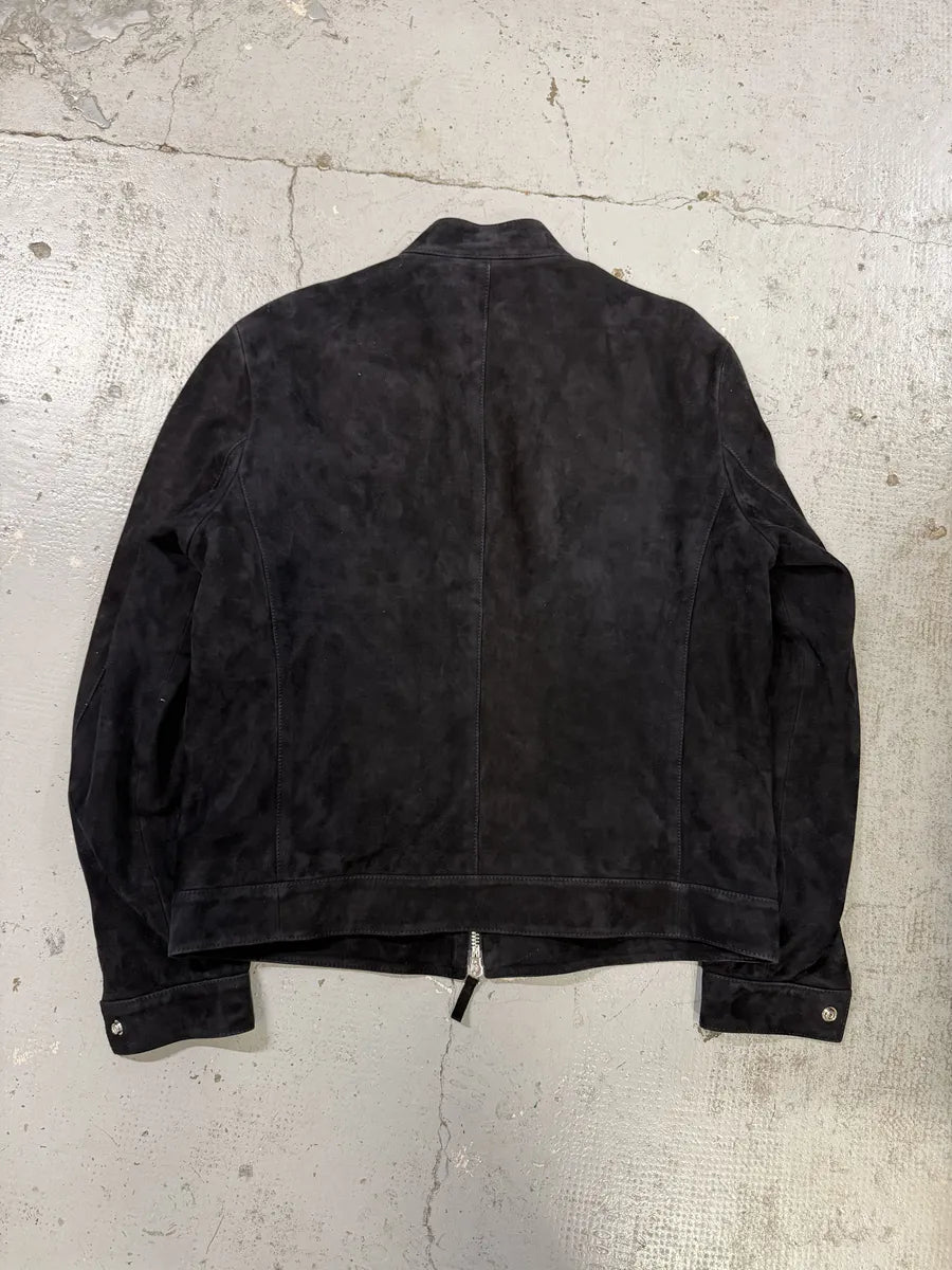 AW2018 Emporio Armani Biker 3-Zip Dark Navy Suede Leather Jacket DZSbPQA 1