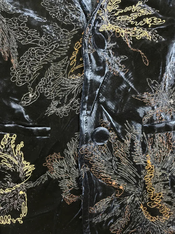 AW2018 Emporio Armani Black Floral Velvet & Navy Jacket NMpjQef 8