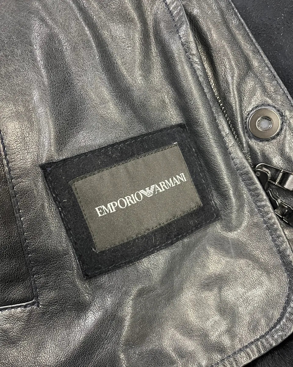 AW2018 Emporio Armani Black Long Suede Leather Coat  iVsEKKc 8