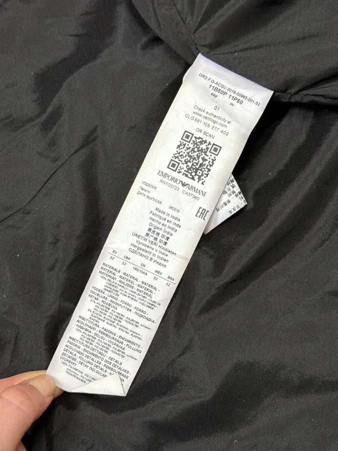 AW2018 Emporio Armani Black Padded Biker Leather Jacket VlLAiTf 10