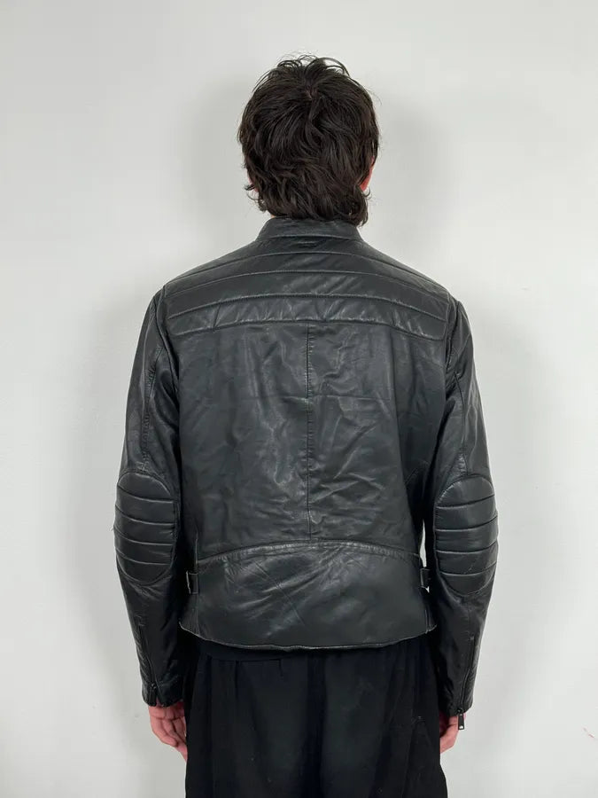 AW2018 Emporio Armani Black Padded Biker Leather Jacket VlLAiTf 2