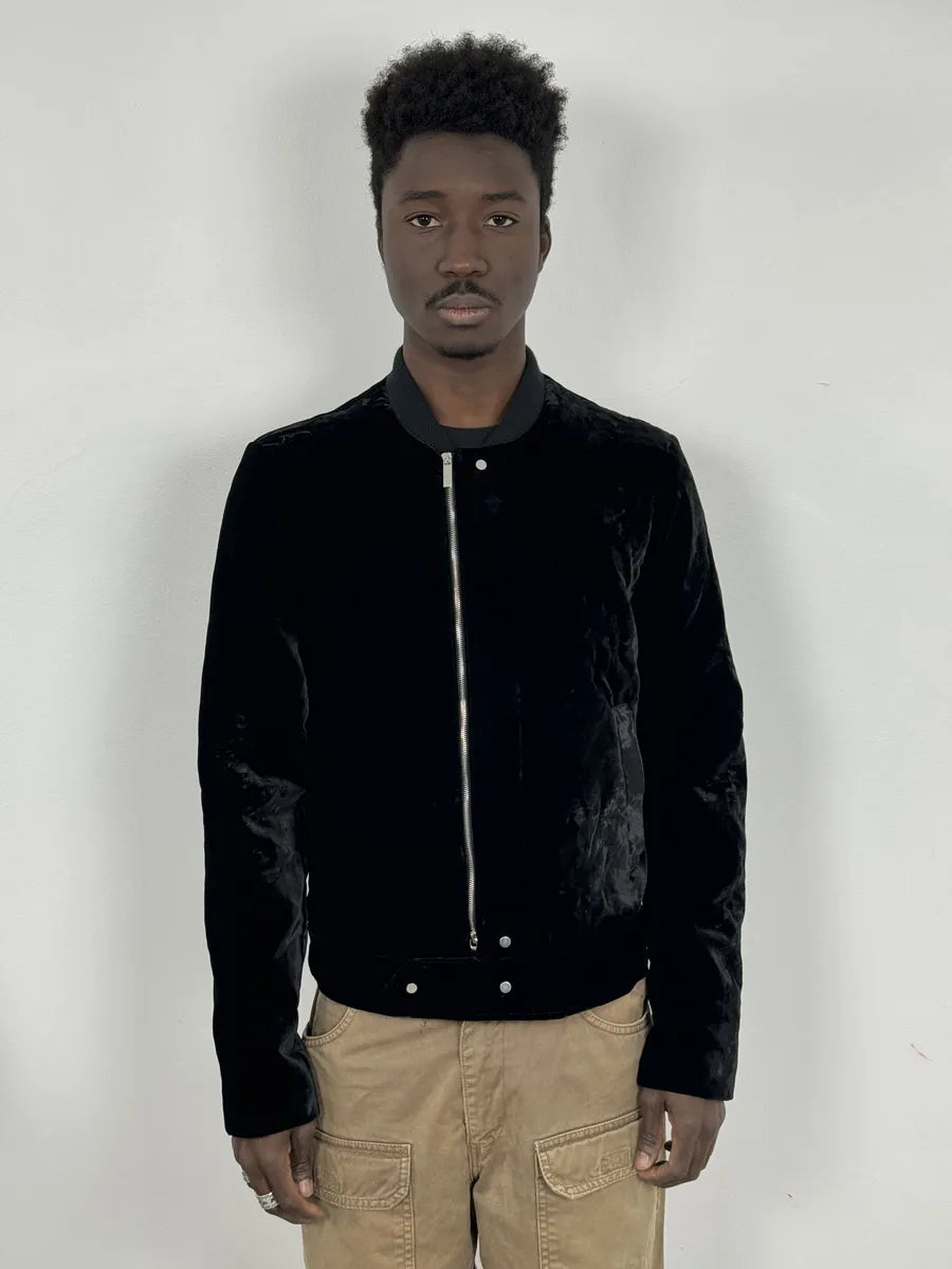 AW2018 Emporio Armani Black Velvet Bomber Jacket JoTwncK 3