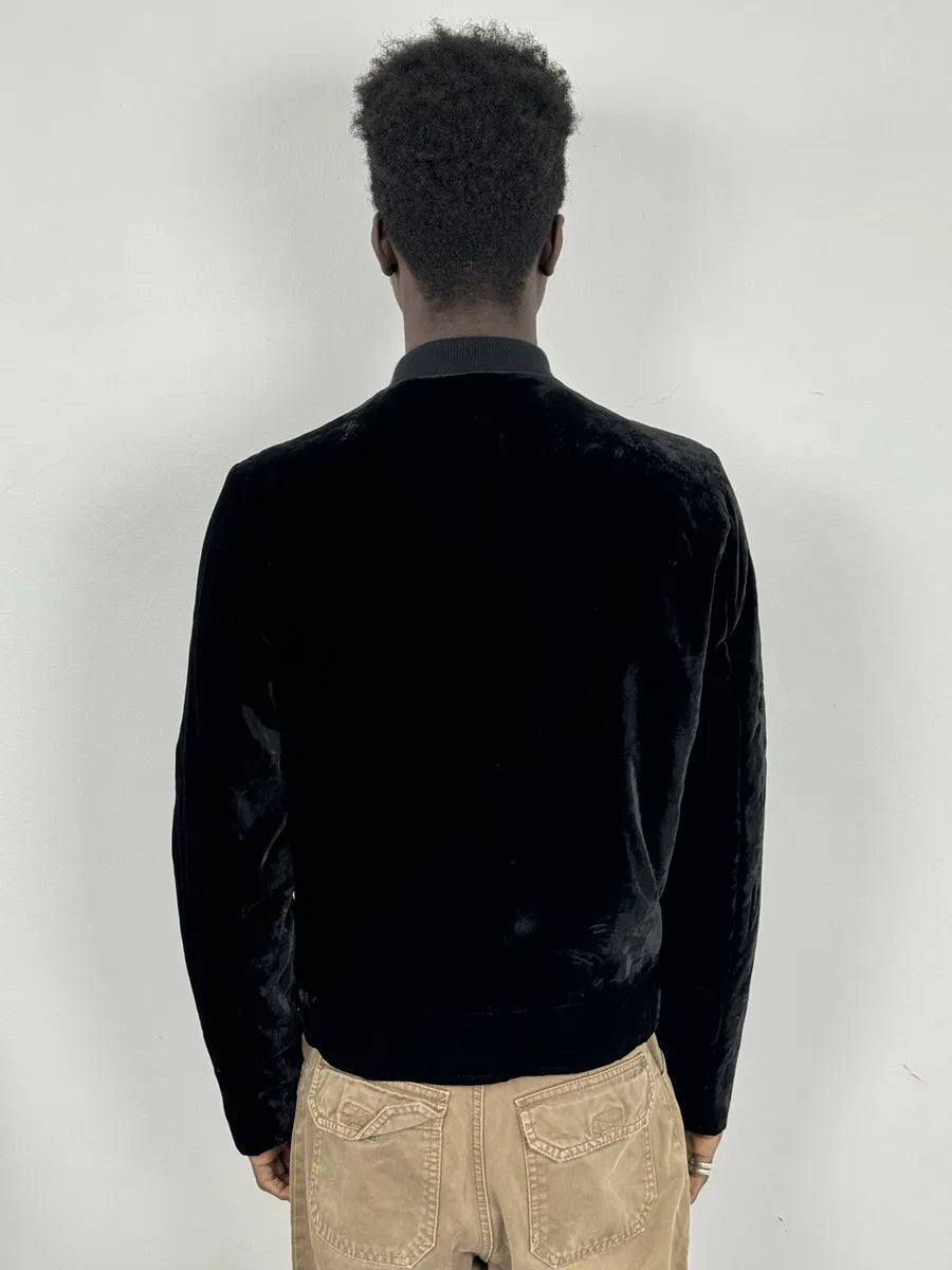 AW2018 Emporio Armani Black Velvet Bomber Jacket JoTwncK 4