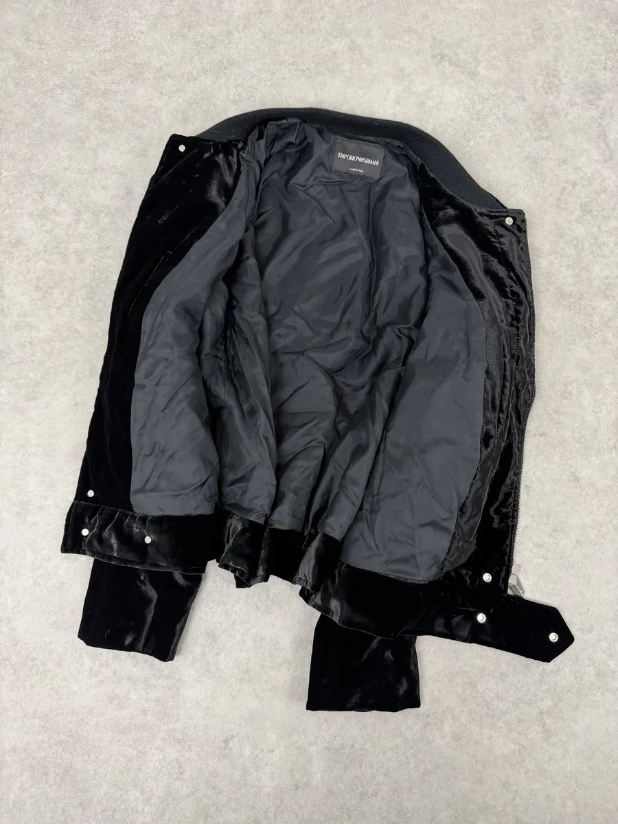 AW2018 Emporio Armani Black Velvet Bomber Jacket JoTwncK 5