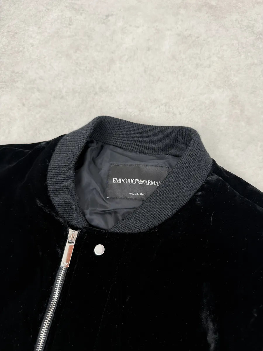 AW2018 Emporio Armani Black Velvet Bomber Jacket JoTwncK 6
