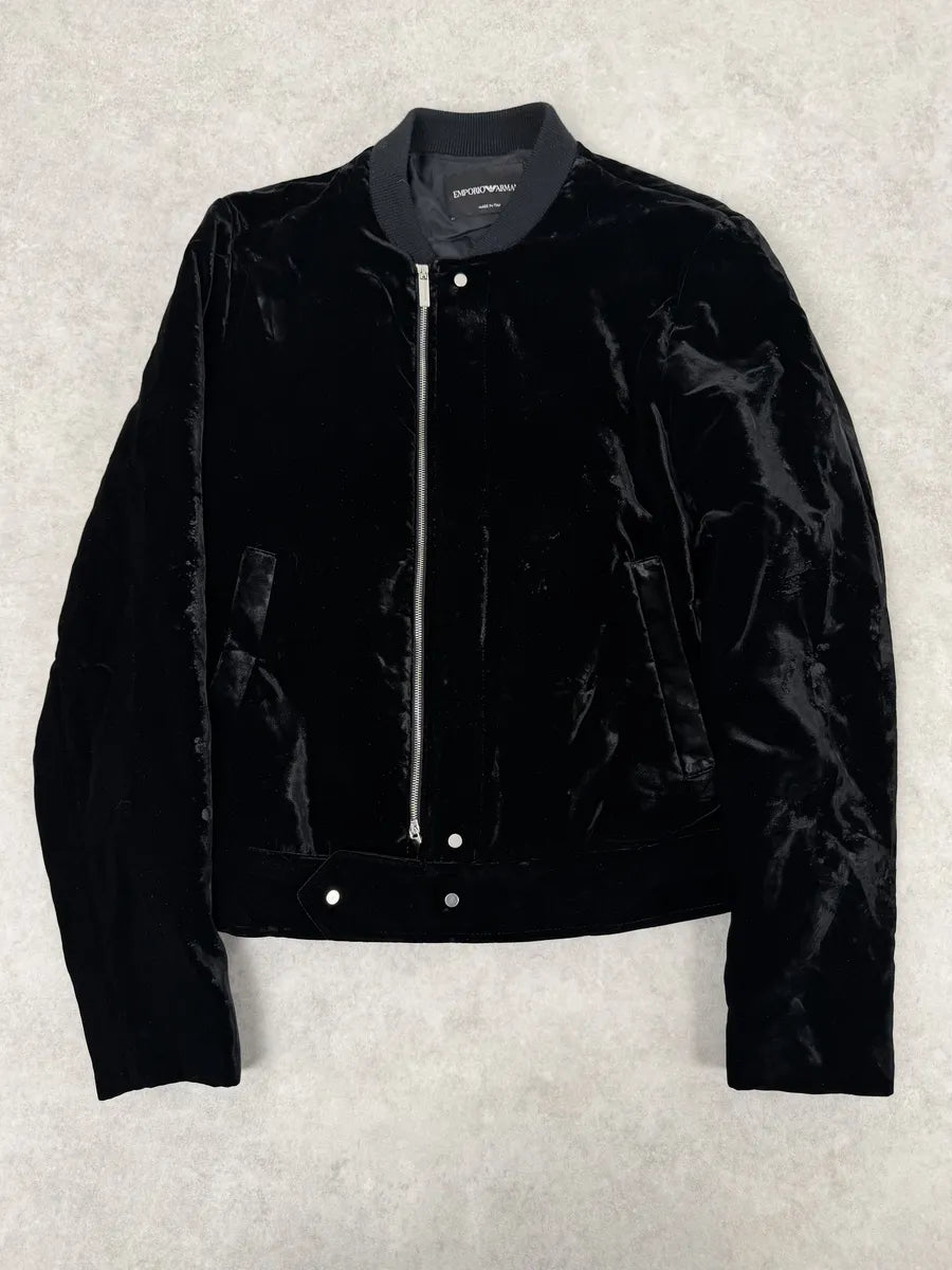 AW2018 Emporio Armani Black Velvet Bomber Jacket JoTwncK 7