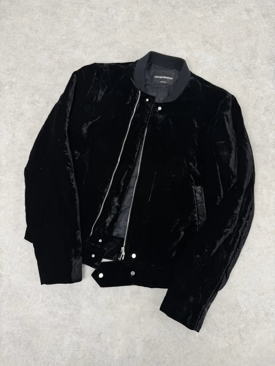 AW2018 Emporio Armani Black Velvet Bomber Jacket JoTwncK 8