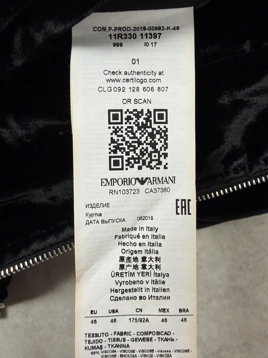 AW2018 Emporio Armani Black Velvet Bomber Jacket JoTwncK 9