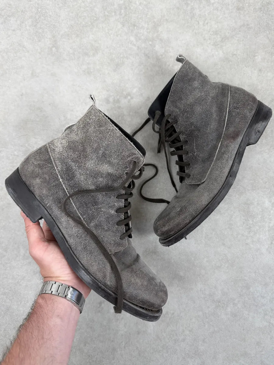 AW2018 Emporio Armani Eroded Grey Leather Boots ngiJvZn 0
