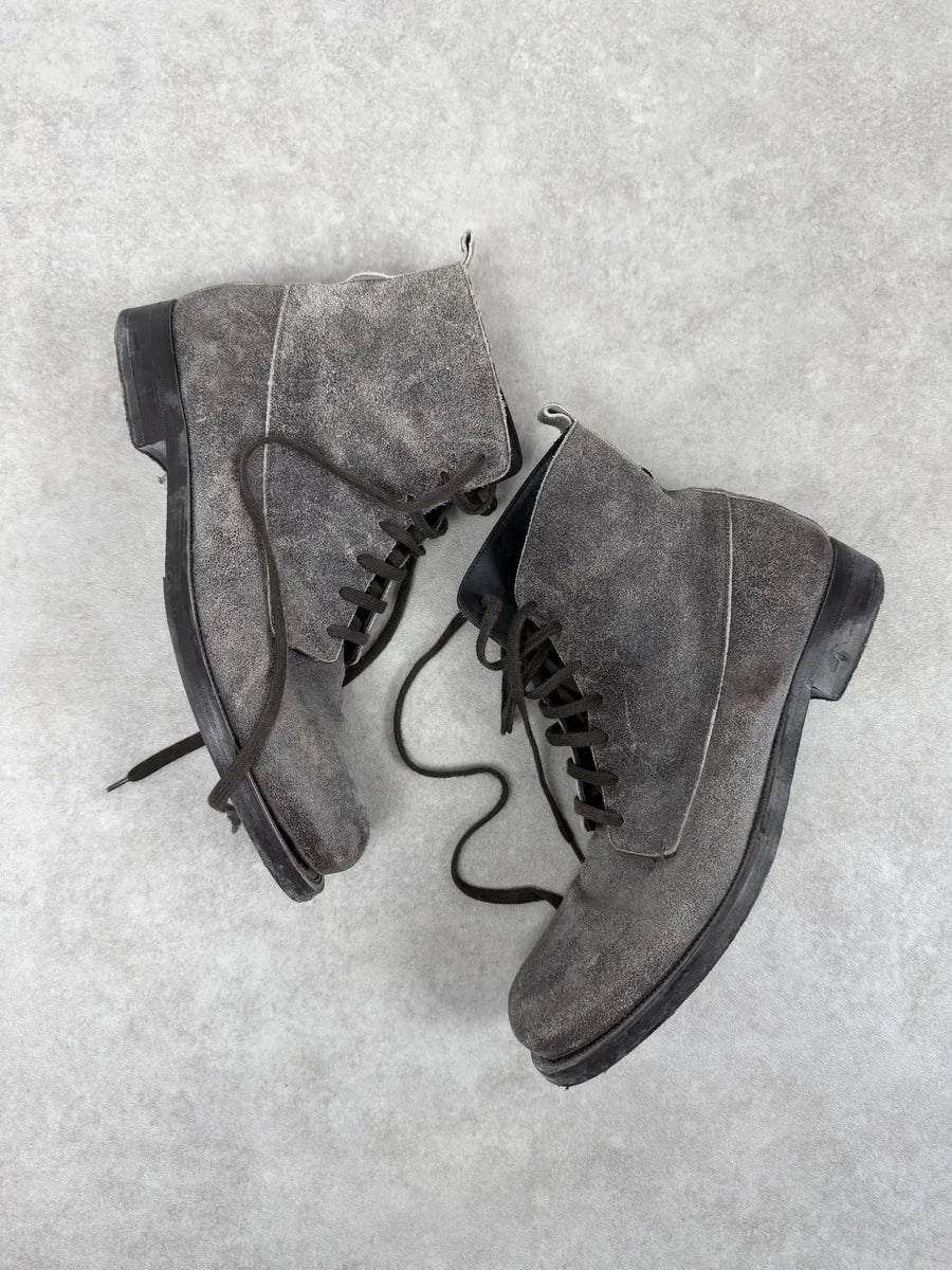 AW2018 Emporio Armani Eroded Grey Leather Boots ngiJvZn 2